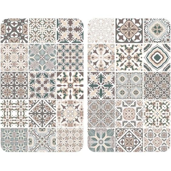 Protection de plaques cuisson Carreaux de ciment Wenko Lot de 2, Couvre plaque universel, Résistant aux chocs, Hygiénique, Pieds inclus, Verre