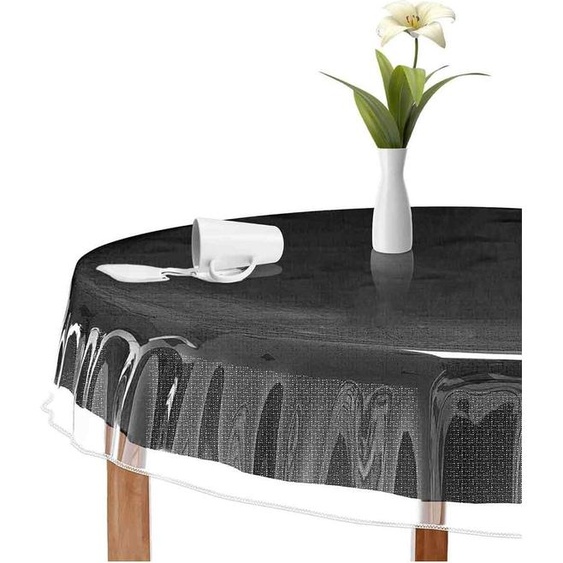 Protection de table en PVC transparent - Lavable - Rond - Antidérapant - 120 cm
