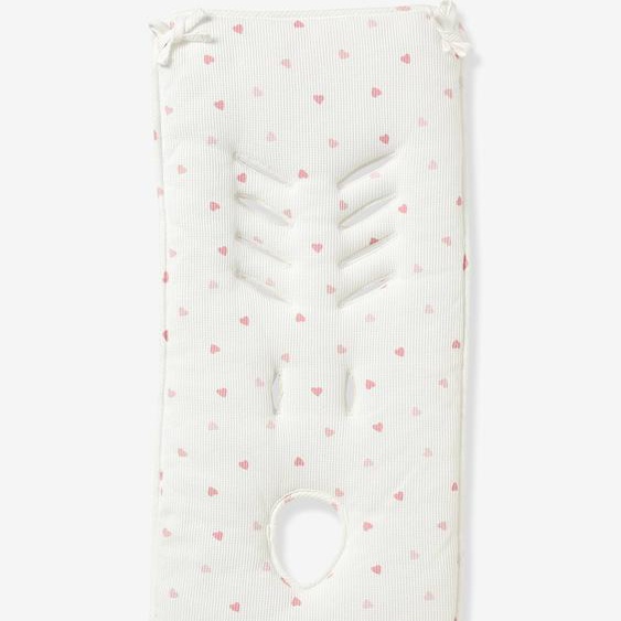 Protection réversible pour assise de poussette imprimé coeurs