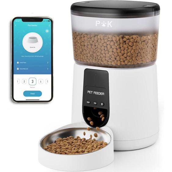Puppy kitty pro 4L Distributeur Croquettes Chat Automatique, 2.4G WiFi Distributeur Croquettes Chat & Chien, Connecté App, Enregistrement Vocal 10S,