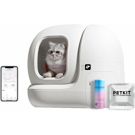 Pura Max bac à litière autonettoyant et toilettes pour chats,xSecure/élimination des Odeurs/Contrôle APP/Capacité Maximale de 76L pour Plusieurs