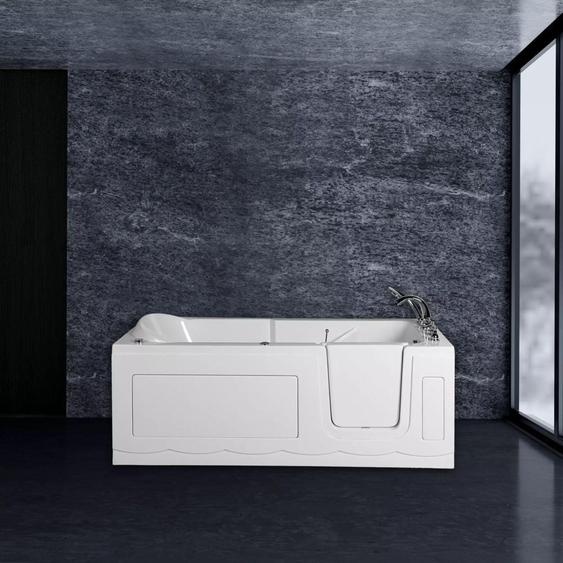 PureHaven Baignoire pour personnes âgées 150x75 cm Siège et bain à remous avec buses de massage Porte intégrée pour un accès facile Surface facile à entretenir
