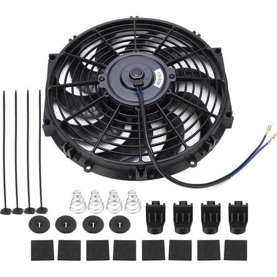 Push Pull - Ventilateur de refroidissement, faible consommation de bruit ventilateur universel 12 pouces Ultra Slim avec kit de montage pour accessoires automobiles