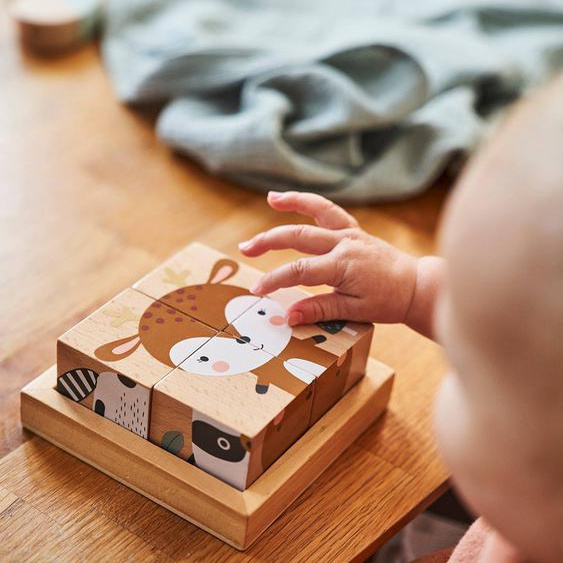 Puzzle 4 cubes Forêt Enchantée en bois FSC® multicolore