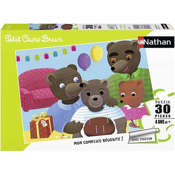 Puzzle Anniversaire Petit Ours Brun 30 Pcs Beige