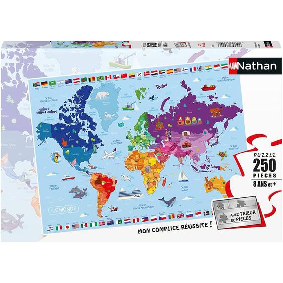 Puzzle Carte Du Monde 250 Pcs Blanc