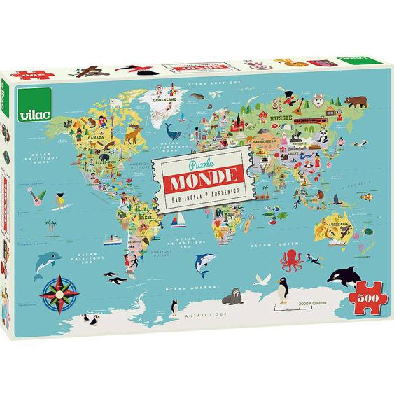 Puzzle Carte Du Monde Ingela P. Arrhenius Bleu