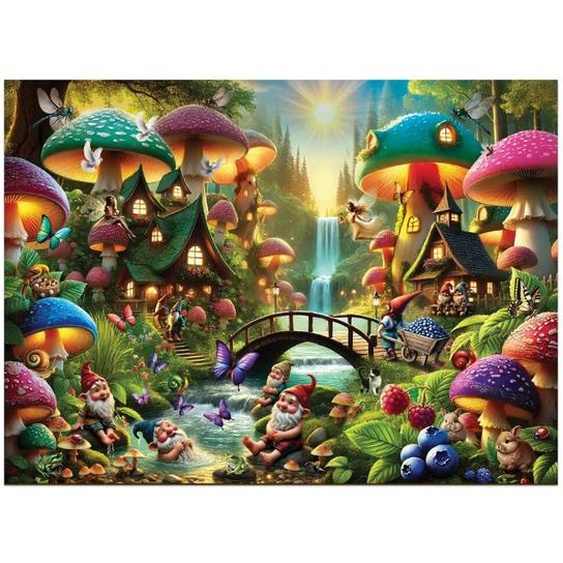 Puzzle En Bois 1000 Pièces – Mushroom Wonderland Multicolor