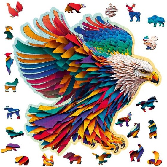 Puzzle En Bois Aigle Lumineux 250 Pièces – Activité Artistique Et Relaxante Multicolor