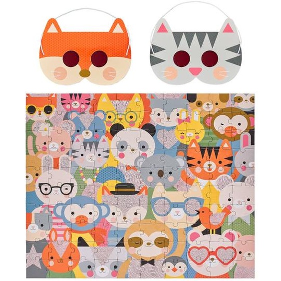 Puzzle Festival Des Animaux 100 Pièces Avec Masques Décodeurs – Dès 4 Ans Multicolor