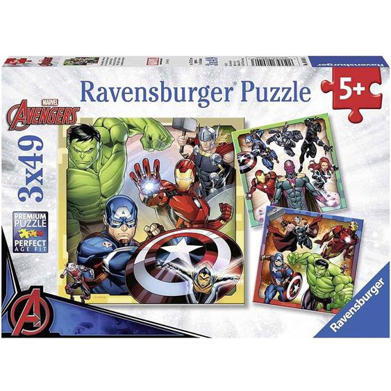 Puzzle Les Puissants Avengers 3x49 Pcs Bleu