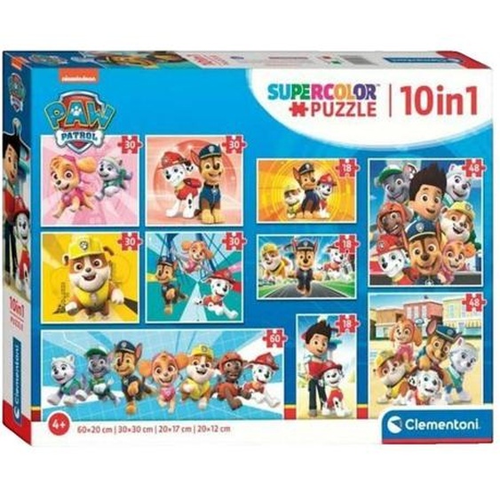 Puzzle Pat Patrouille Coffret 10 Puzzles Mélangés – Carton Résistant – Dès 4 Ans Multicolore
