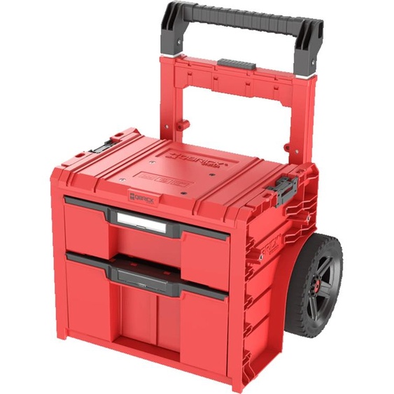 Qbrick System PRO Cart 2.0 Plus Drawer 2 Red Ultra HD Boîte mobile personnalisée sur roulettes 520 x 415 x 660 mm 9,5 l 12 l poignée télescopique double amovible