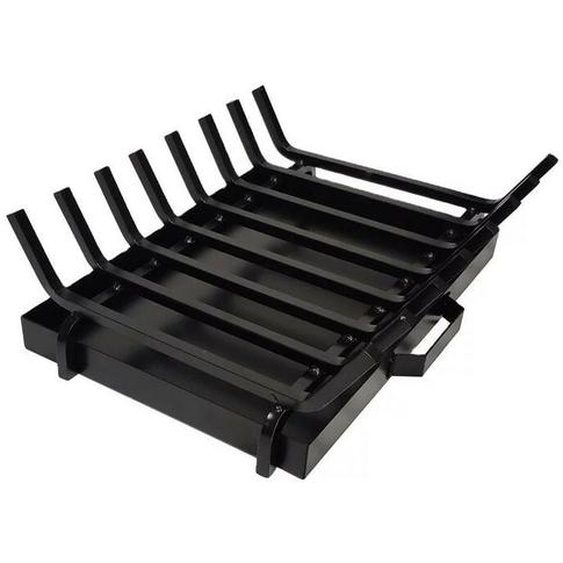 QEM - Grille porte bûches pour cheminée à bois et bac à cendres inclus 50 x 38 cm h15cm