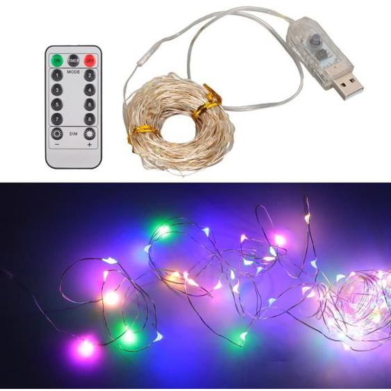Qiilu Guirlande Lumineuse LED étanche 10m 100 LEDs avec télécommande 8 modes pour chambre