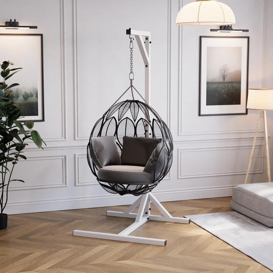 QLS Chaise suspendue Structure acier avec crochet 212 cm Stable jusquà 100kg Outdoor Blanc 11262