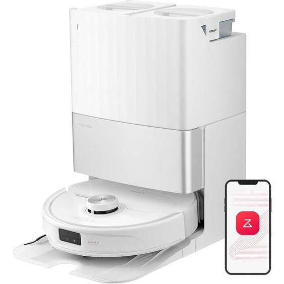 Qrevo Master Aspirateur Robot avec FlexiArm Brosse & Serpillière pour Couverture des Coins, Aspirateur Laveur avec Deux Serpillières & Brosse