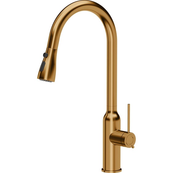 QUADRON Robinet de cuisine JESSICA Q LINE SteelQ, mitigeur 360°, robinet de cuisine en acier inoxydable, couleur : cuivre, hauteur : 47 cm, robinet pour la cuisine