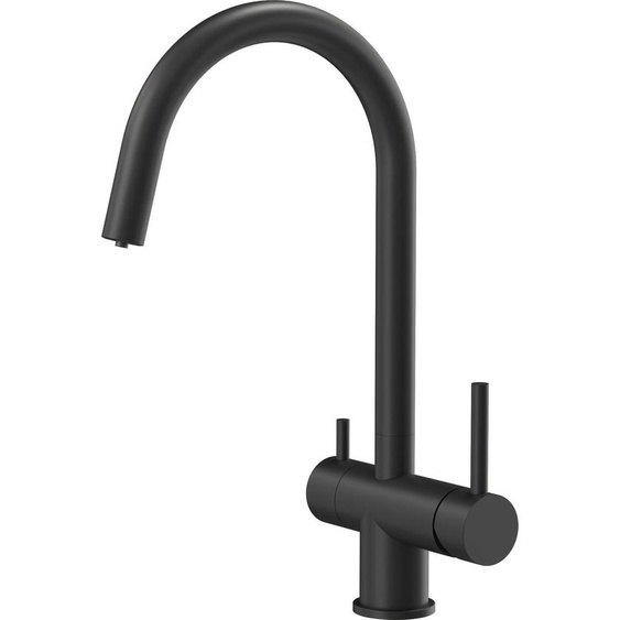 QUADRON Robinetterie de cuisine CAREN Mitigeur trois voies 360°, couleur : noir mat, hauteur : 35 cm Robinetterie de cuisine en acier inoxydable, robinet pour cuisine