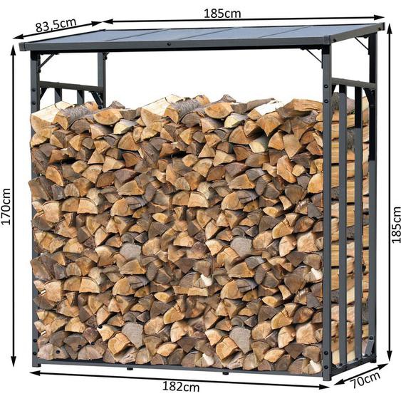 Quick-star - Metall Kaminholzregal Anthrazit xxl 185 x 70 x 185 cm Promotion Garten Kaminholzunterstand 2,3 m³ Kaminholzlager Stapelhilfe Aussen
