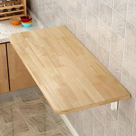 QUIIENCLEE-60*30*1.6cm Table à manger pliante fonctionnelle Table de cuisine-Table murale-Couleur noyer