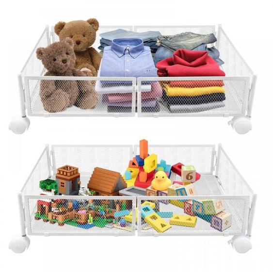 QUIIENCLEE Boîte de rangement sous tiroir de lit,boite de rangement, pliable, rangement vêtements/jouets