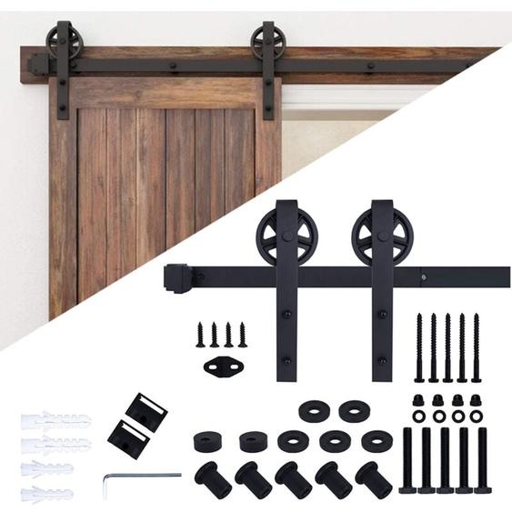 Quincaillerie Kit de Rail Roulettes pour Porte Coulissante Hardware Ensemble Industriel pour Simple Porte Suspendue en Bois Sliding Barn Door