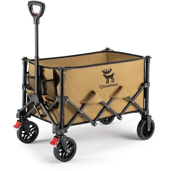 Qunature Campingwagen Klappwagen Faltbar Camping Trolley Garten Bollerwagen 120KG, Khaki