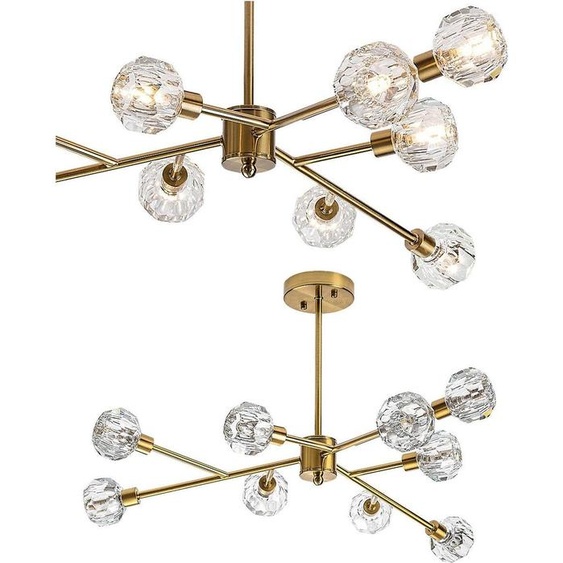 Rabalux 5395 Lampe suspendue 9 spots Kassia, G9, or, ronde, classique, ø615mm