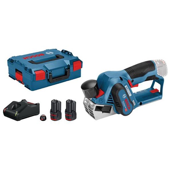 Rabot 12V GHO 12V-20 + 2 batteries 2Ah + chargeur + coffret L-BOXX - BOSCH