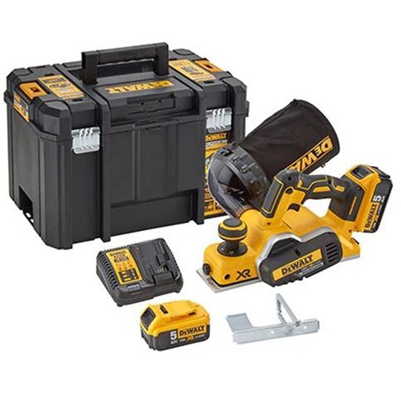 Rabot 18V XR + 2 batteries 5Ah + chargeur + coffret TSTAK + sac à poussière - DEWALT - DCP580P2T-QW