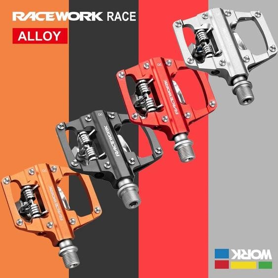 RACEWORK vtt pédales automatiques autobloquantes CNC en alliage daluminium DU roulement SPD Double plate-forme VTT pédale de vélo