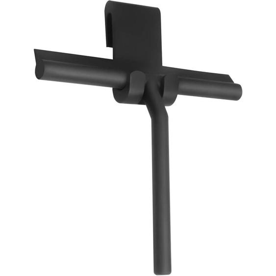 Mezheng - Raclette de douche en silicone 8,7 po - Pour porte de douche en verre et mur - Avec crochet de suspension - Noir