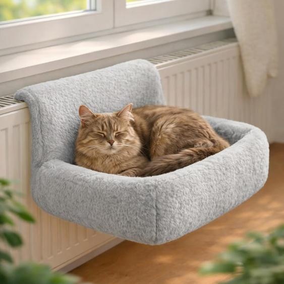 Radiateur chauffant pour chats Belviona, douillet, stable et chaud, un endroit confortable pour les chats jusquà 8 kg, de couleur gris clair