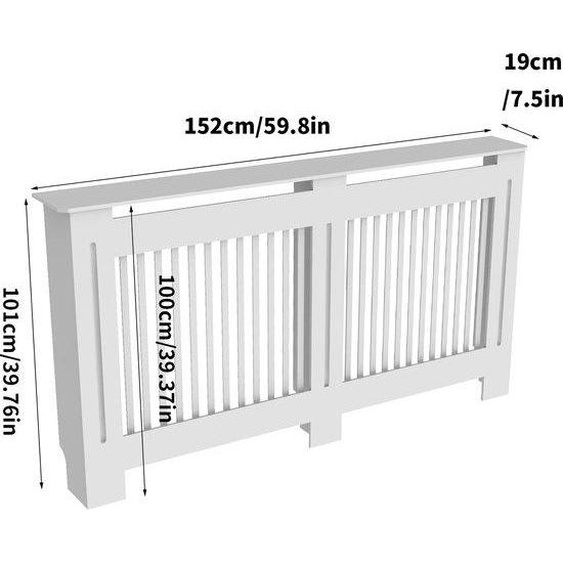 Radiateur-compresseur - Modèle Verticaal L - MDF robuste - Blanc - Sans plinthe - 101 x 152 x 19 cm