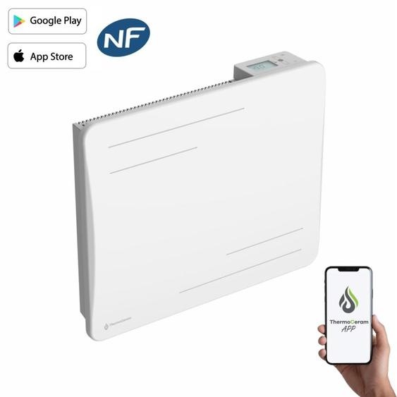 Radiateur électrique connecté 1000W à inertie sèche céramique horizontal Blanc Alice