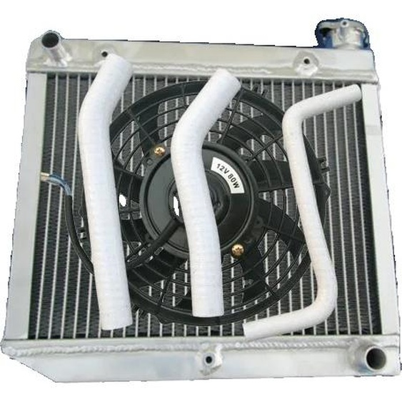 Radiateur en aluminium pour Honda ATV TRX450R, y compris le ventilateur, tuyau en silicone inclus, BLANC