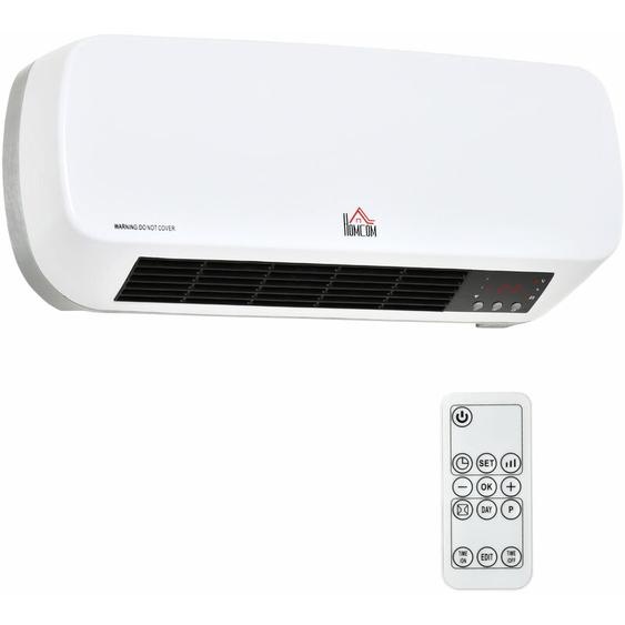 Radiateur mural soufflant 2000 W - chauffage céramique PTC - 3 niveaux de puissance - télécommande incluse blanc noir