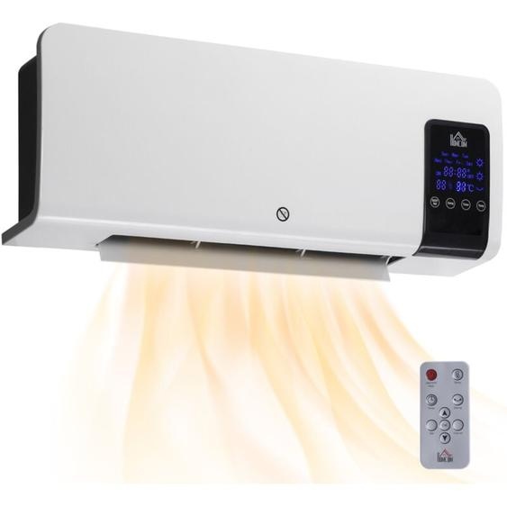 Radiateur mural soufflant 2000 W max. - chauffage céramique PTC - température réglable, timer, oscillation - télécommande incluse
