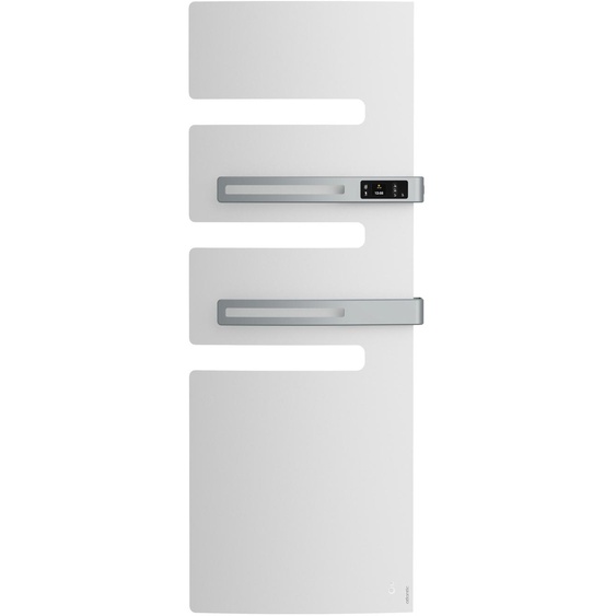 Radiateur sèche-serviettes électrique connecté SERENIS PREMIUM mât à droite 1000+750W blanc carat - ATLANTIC - 850437