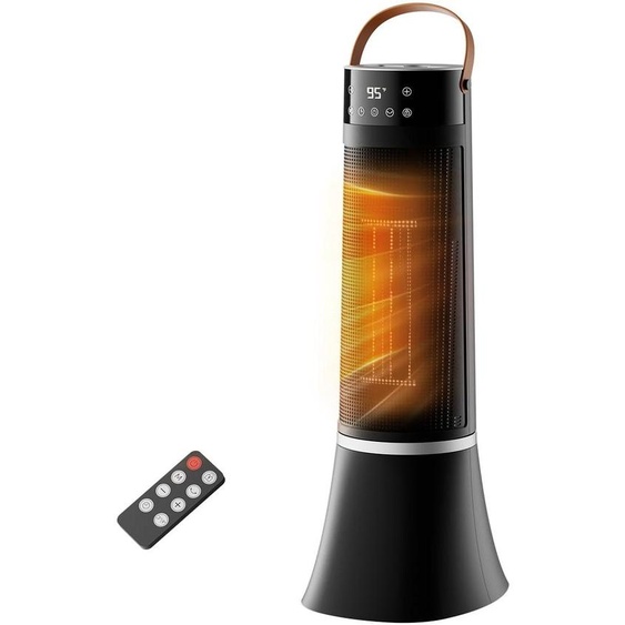 Radiateur ventilé avec télécommande, 2000 W, modèle tour, couleur noire