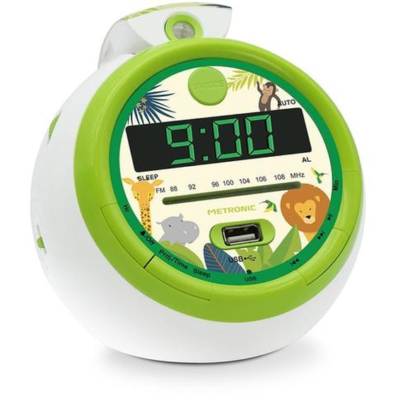 Radio-réveil Fm Usb Projection Avec Alarme Vert