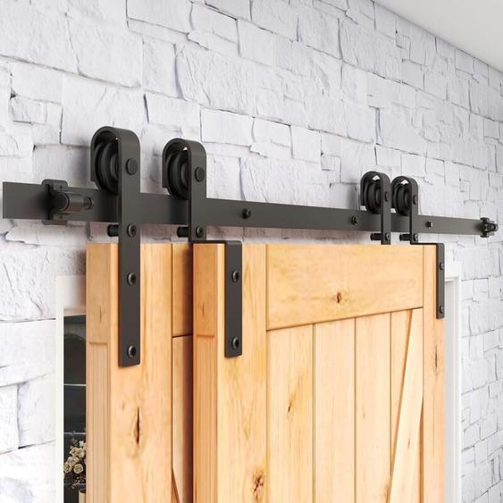 Rail de porte coulissante avec amortisseur, fixation sur côté de porte, Double Porte en système Bypass 200CM - Tsmst