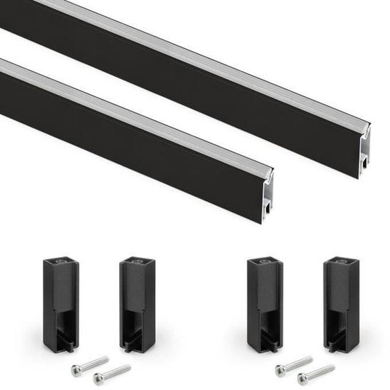 Rails de penderie - EMUCA - Luxe - 0,75 m - Aluminium - Noir texturé - Supports inclus