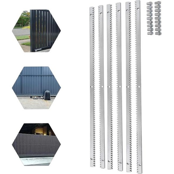 Rails douverture de portes coulissantes, pack de 6 étagères à crémaillère, construction en acier, argent
