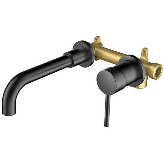 Rainsworth - Mitigeur de lavabo Encastré Rotatif à 360° Robinet Salle Bain Montage Mural, Robinets de baignoire avec lEau Froide & Chaude, Noir