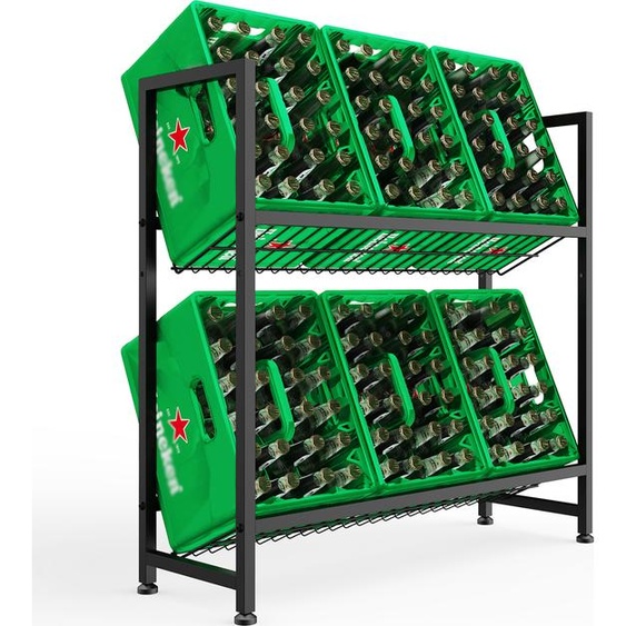 Rainsworth Rack pour caisses de boissons avec support grillagé en métal,Noir