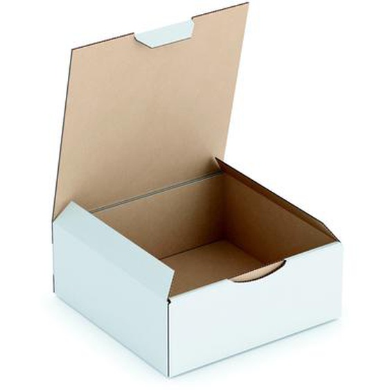 RAJA Boîte dexpédition blanche en carton simple cannelure - L.15 x l.15 x H.6 cm - Lot de 50