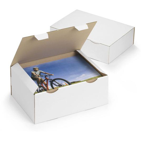 RAJA Boîte dexpédition blanche en carton simple cannelure - L.33 x l.25 x H.8 cm - Lot de 50