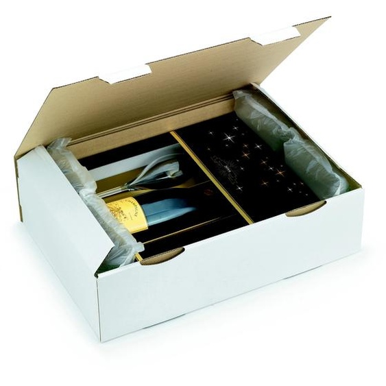 RAJA Boîte dexpédition blanche en carton simple cannelure - L.43 x l.30 x H.12 cm - Lot de 50